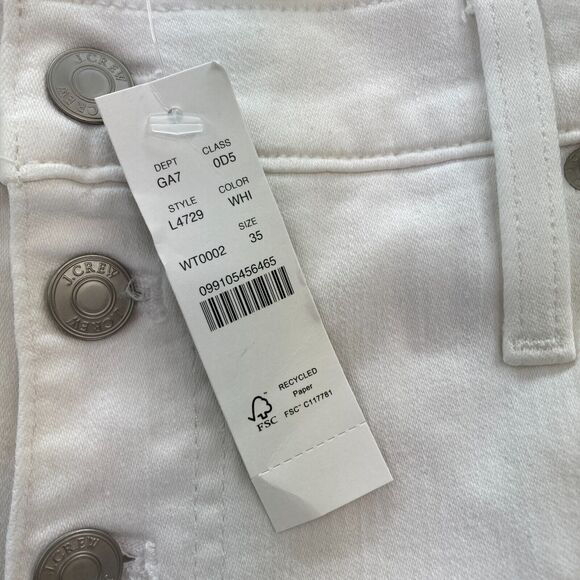 J.Crew 10" Vintage Slim Straight Jeans Women's 35 White Stretch Denim Button Fly - Picture 6 of 14